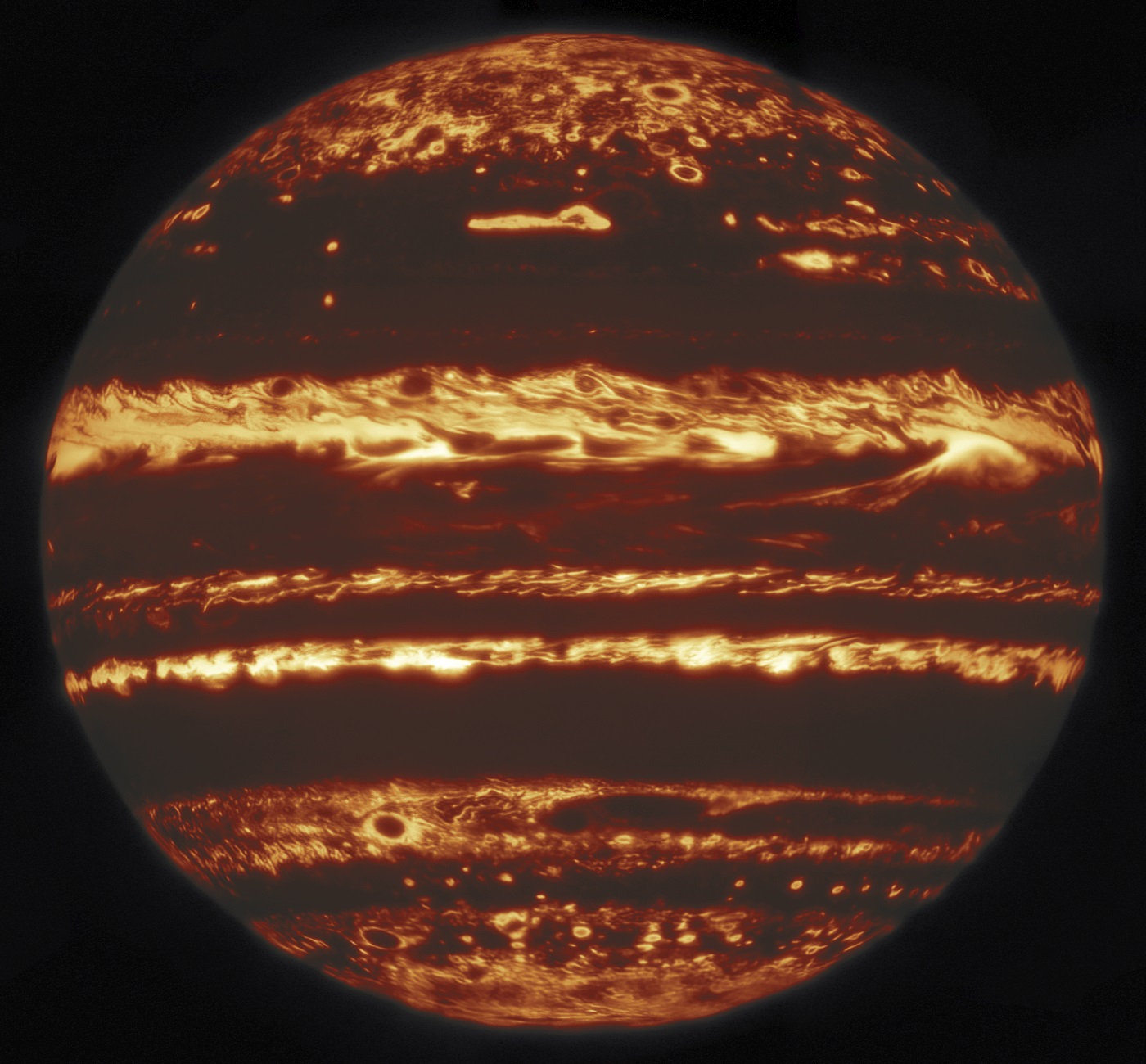 ภาพถ่ายดาวพฤหัสบดีในช่วงคลื่นอินฟราเรดความละเอียดสูงที่สุดที่ถ่ายจากกล้องโทรทรรศน์บนพื้นโลก