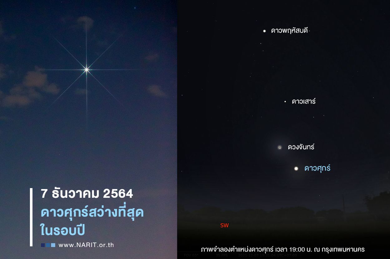 7 ธันวาคม ชวนชม "ดาวศุกร์สว่างที่สุด” ส่งท้ายปี 2564
